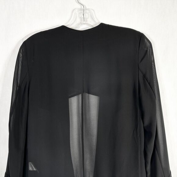 French Connection Size 2 Blazer Jacket Shrug Semi Sheer Black Open Chiffon 1286 - Picture 3 of 11